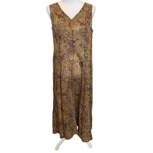 Coldwater Creek Dress Maxi Size Small S Brown 100% Cotton Neutral Boho Beachy - Picture 1 of 10